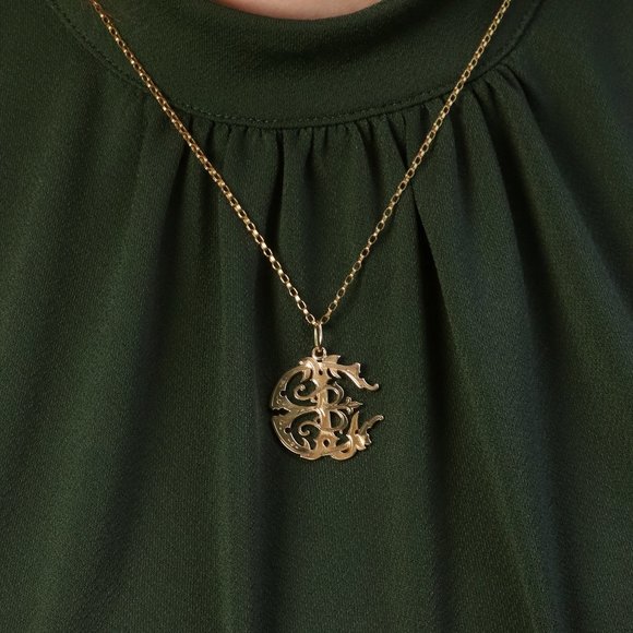 14k Yellow Monogram Pendant "EBL" - Picture 2 of 2